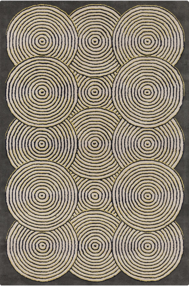 Chandra Stella STE-52239 Grey and Cream and Yellow rug, flat view