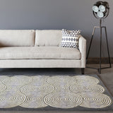 Chandra Stella STE-52239 Grey and Cream and Yellow rug, shown in a room setting