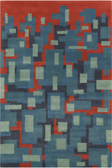 Chandra Stella STE-52249 Blue and Red and Charcoal rug, flat view