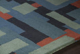 Chandra Stella STE-52249 Blue and Red and Charcoal rug, side detail view