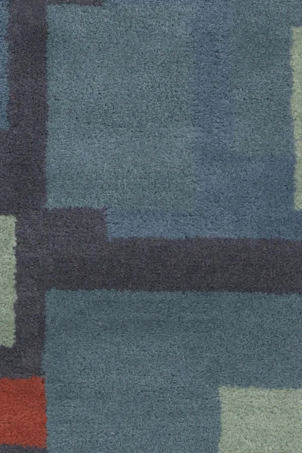 Chandra Stella STE-52249 Blue and Red and Charcoal rug, texture close-up
