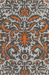 Chandra Stella STE-52253 Grey and White and Orange rug, flat view