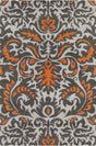 Chandra Stella STE-52253 Grey and White and Orange rug, flat view