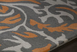 Chandra Stella STE-52253 Grey and White and Orange rug, side detail view