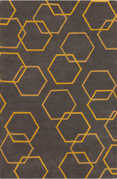 Chandra Stella STE-52258 Charcoal and Yellow rug, flat view