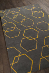 Chandra Stella STE-52258 Charcoal and Yellow rug, angled side view