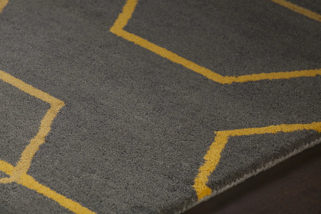 Chandra Stella STE-52258 Charcoal and Yellow rug, side detail view