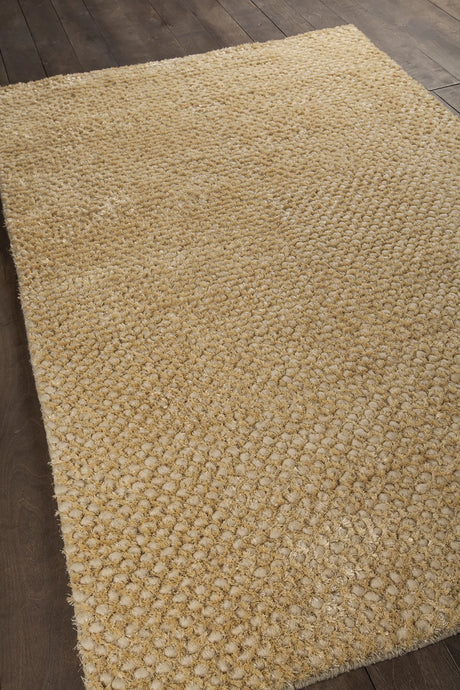 Chandra Strata STR-1160 Gold and Tan rug, angled side view