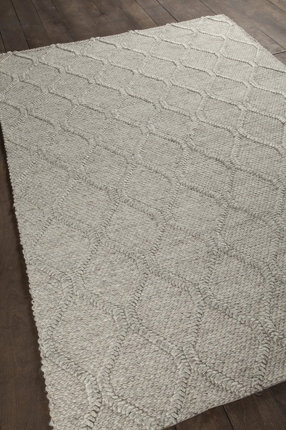 Chandra Sujan SUJ-34703 Grey rug, angled side view