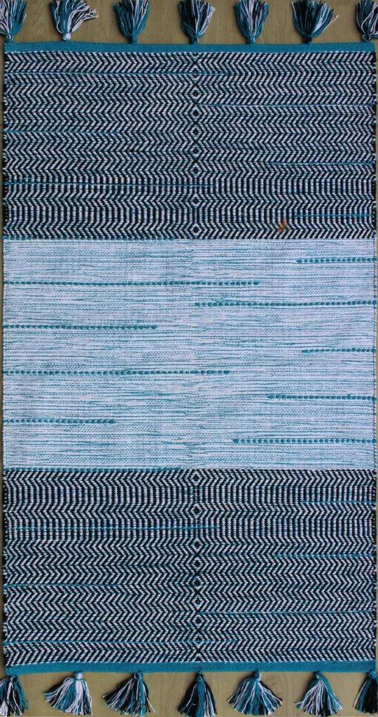 Chandra Tanya TAN-45928 Blue and Black rug, flat view
