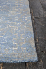 Chandra Tayla TAY-42400 Blue and Grey and beige rug, corner detail