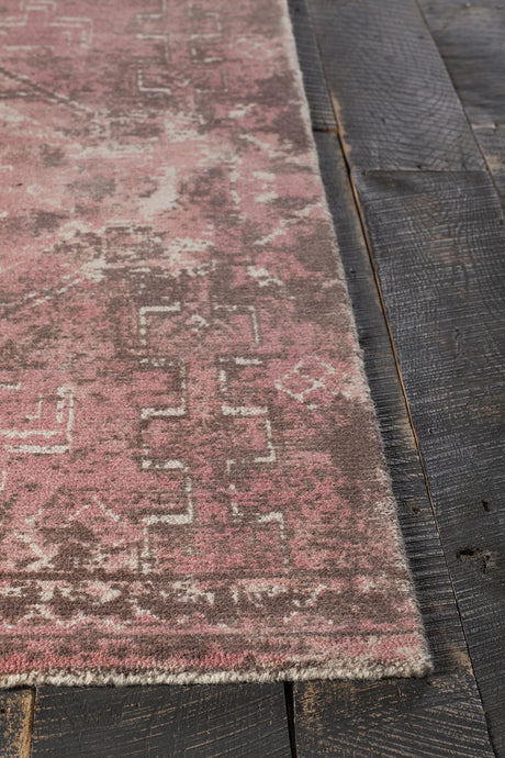 Chandra Tayla TAY-42401 Pink and brown and white rug, corner detail