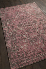 Chandra Tayla TAY-42401 Pink and brown and white rug, angled side view