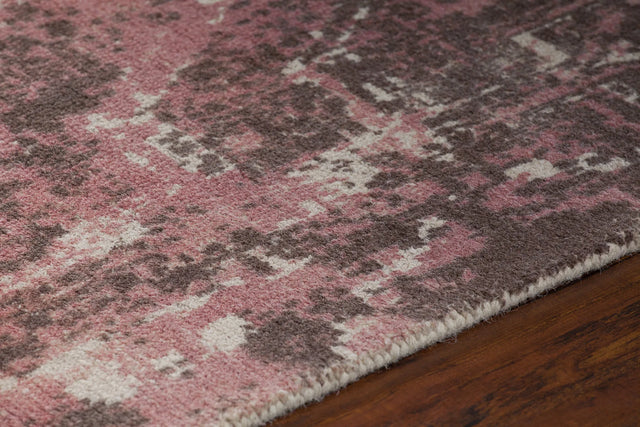 Chandra Tayla TAY-42401 Pink and brown and white rug, side detail view