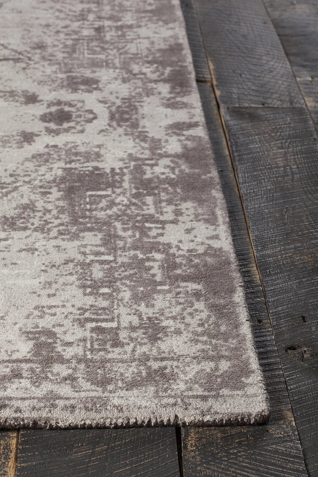 Chandra Tayla TAY-42402 Grey and white and charcoal rug, corner detail