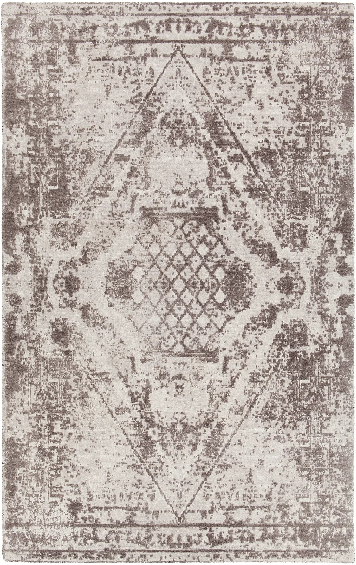Chandra Tayla TAY-42402 Grey and white and charcoal rug, flat view