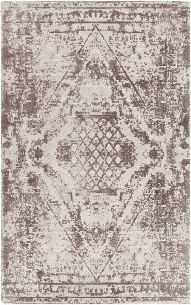 Chandra Tayla TAY-42402 Grey and white and charcoal rug, flat view