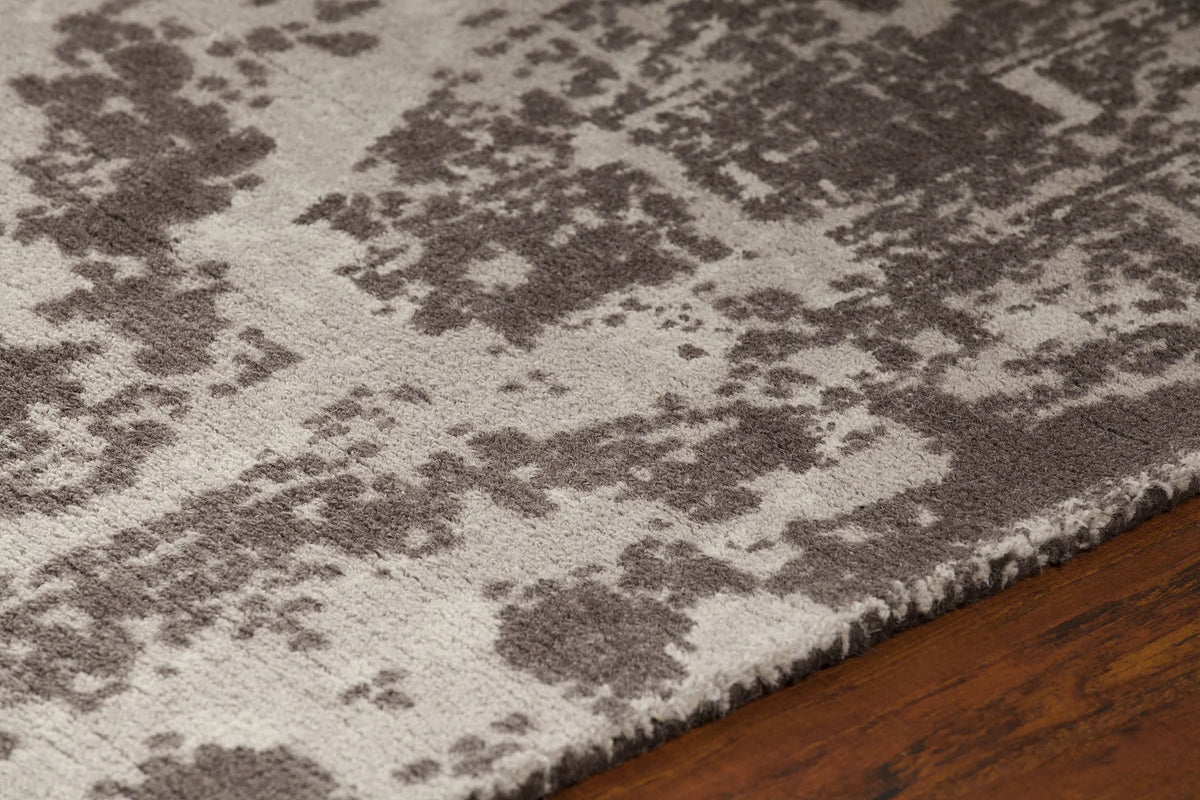 Chandra Tayla TAY-42402 Grey and white and charcoal rug, side detail view