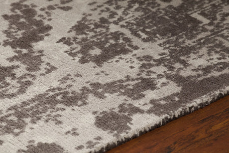 Chandra Tayla TAY-42402 Grey and white and charcoal rug, side detail view