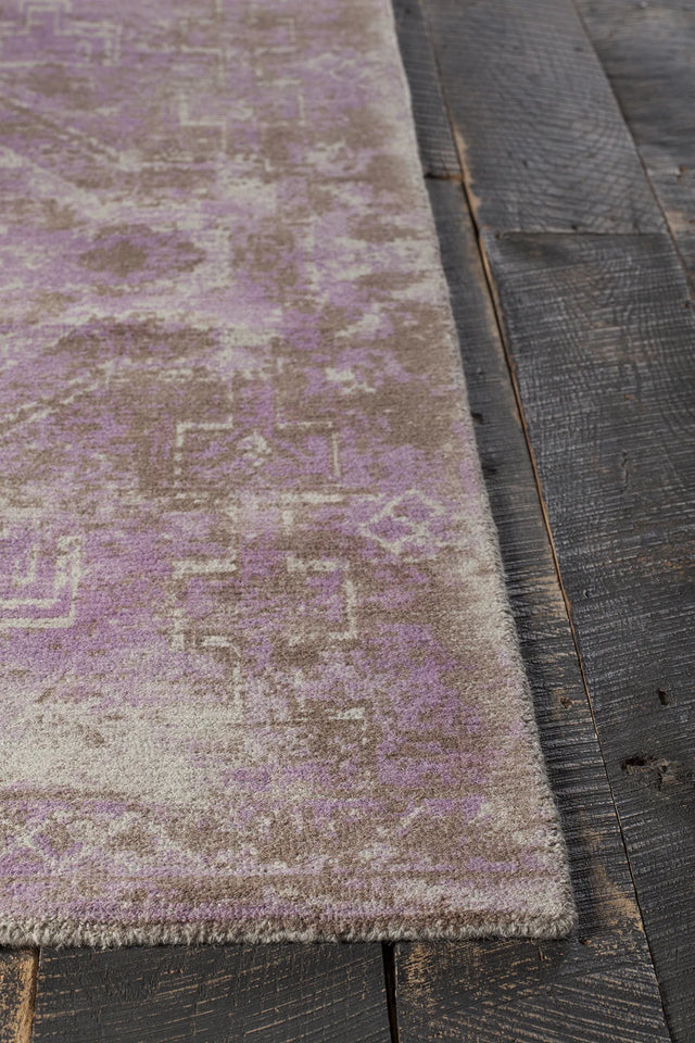 Chandra Tayla TAY-42406 Pink and brown and beige rug, corner detail