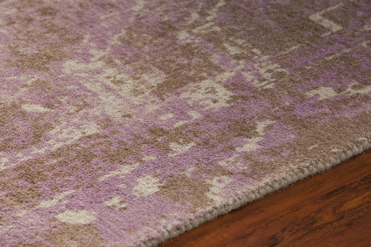 Chandra Tayla TAY-42406 Pink and brown and beige rug, side detail view