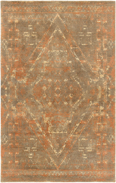 Chandra Tayla TAY-42407 rust and brown and beige rug, flat view