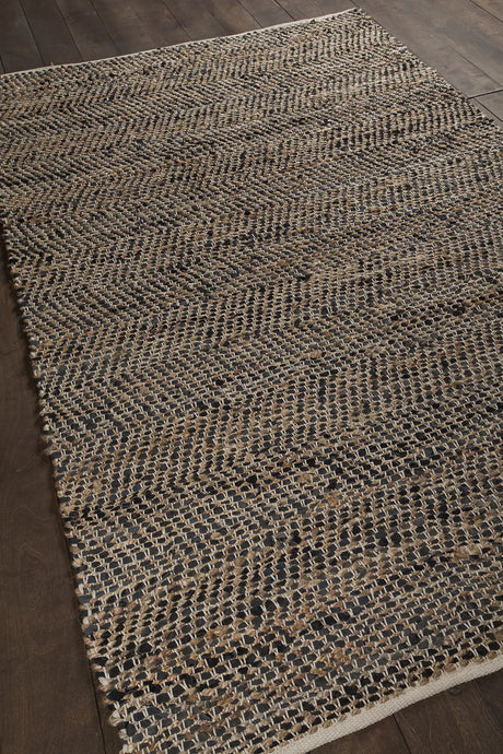 Chandra Tenola TEN-37601 Black rug, angled side view