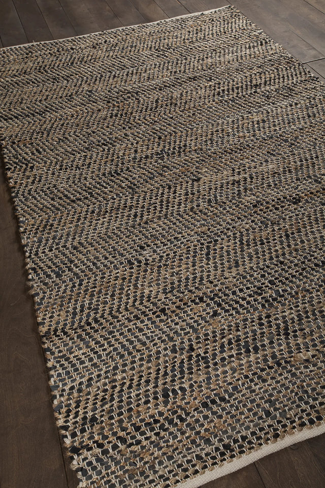 Chandra Tenola TEN-37601 Black rug, angled side view