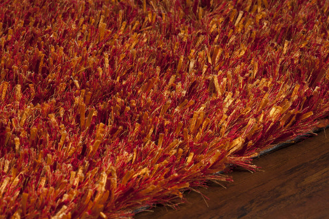 Chandra Tulip TUL-17400 Red and Yellow rug, side detail view