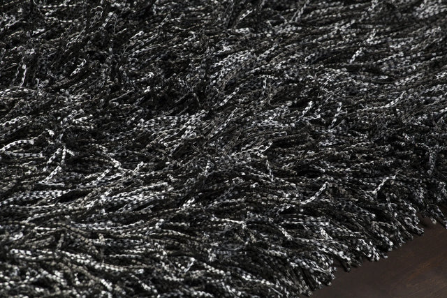 Chandra Tyra TYR-43601 Grey and Black rug, side detail view