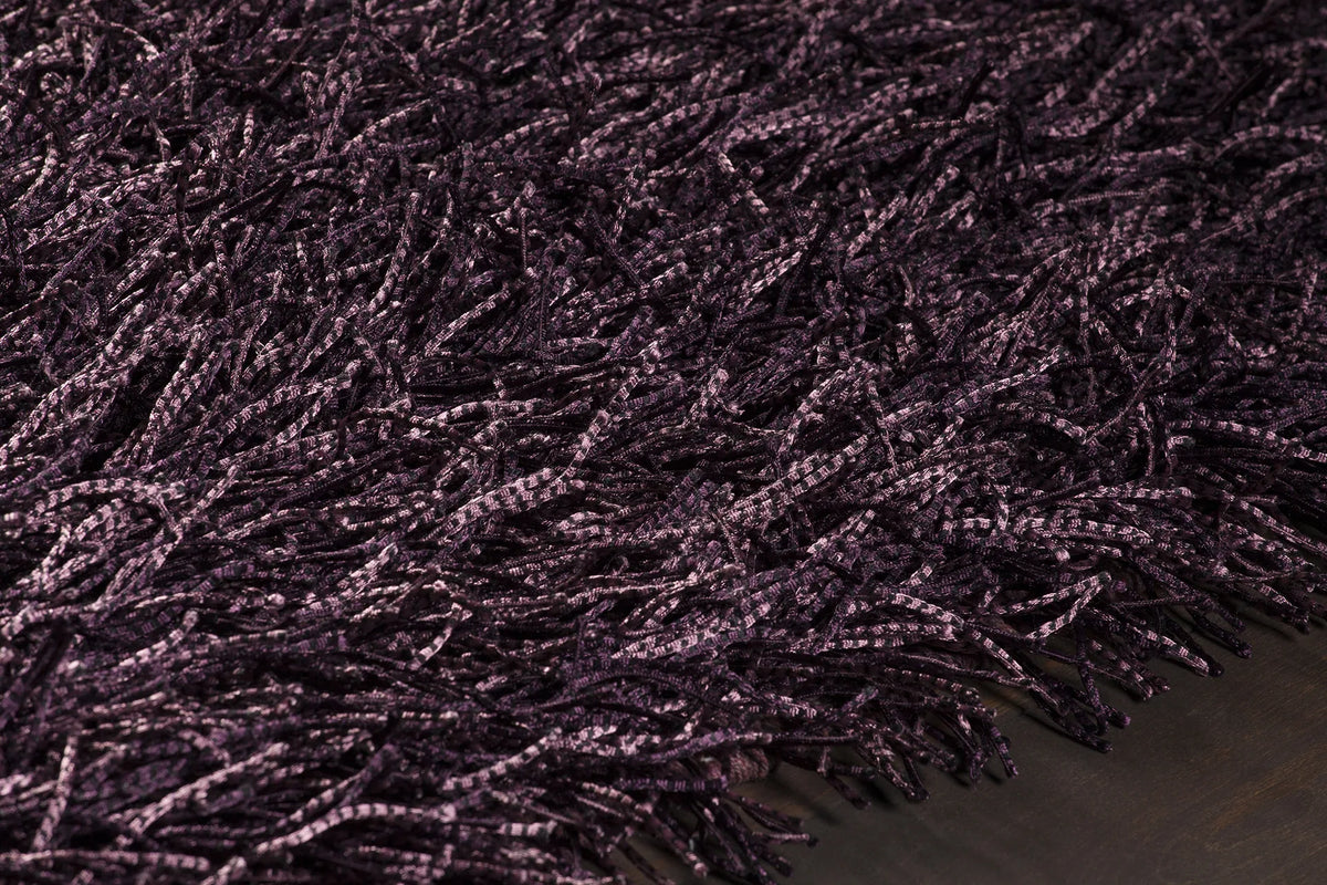 Chandra Tyra TYR-43603 Purple and Black and Pink rug, side detail view