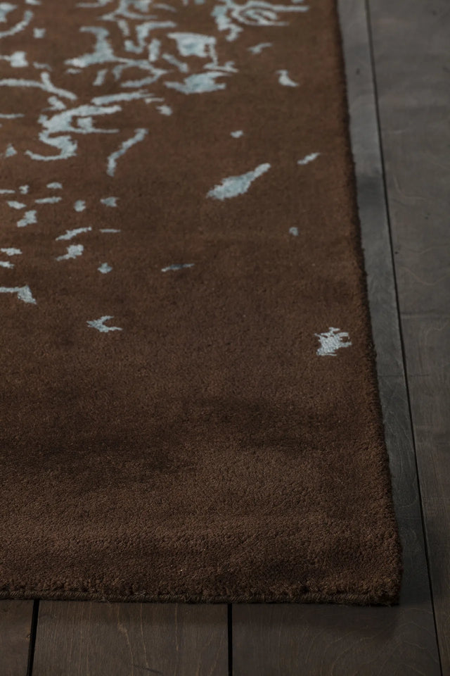 Chandra Veleno VEL-29301 Brown and Teal rug, corner detail