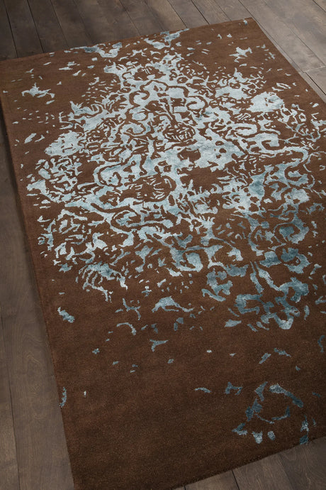 Chandra Veleno VEL-29301 Brown and Teal rug, angled side view