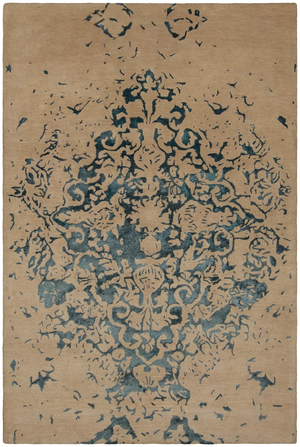 Chandra Veleno VEL-29302 Tan and Teal rug, flat view