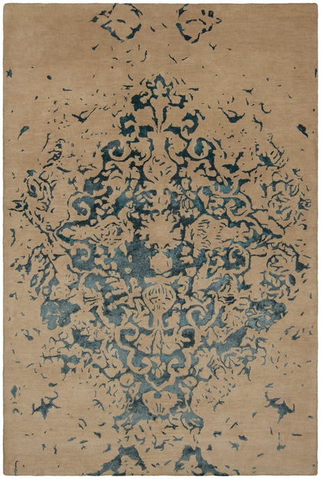 Chandra Veleno VEL-29302 Tan and Teal rug, flat view
