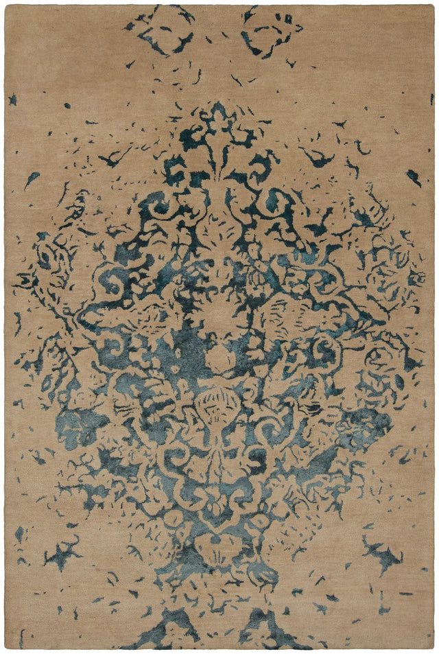 Chandra Veleno VEL-29302 Tan and Teal rug, flat view