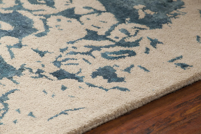 Chandra Veleno VEL-29302 Tan and Teal rug, side detail view