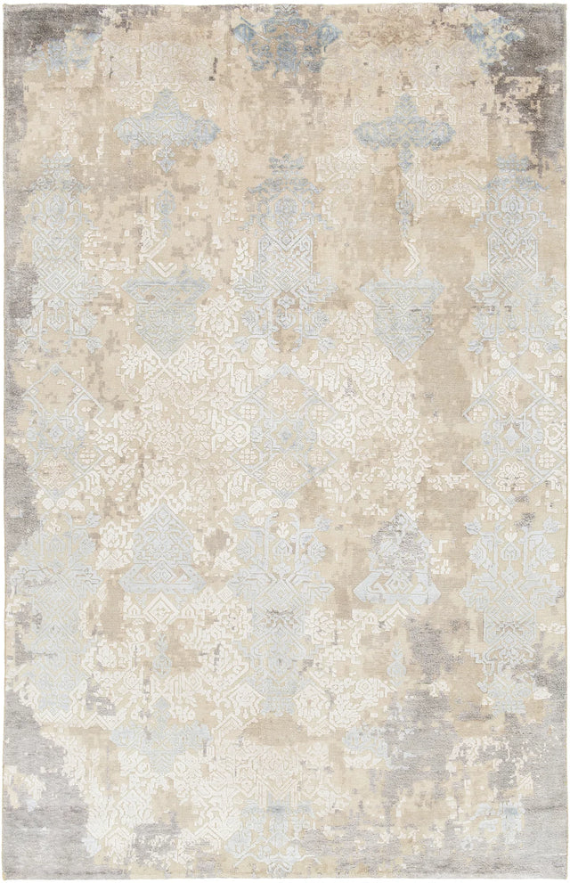 Chandra Vingel VIN-36800 blue and green and beige rug, flat view