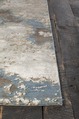 Chandra Vingel VIN-36802 blue and brown and cream rug, corner detail