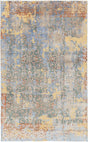 Chandra Vingel VIN-36803 blue and brown and gold and grey rug, flat view