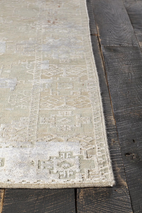 Chandra Vingel VIN-36804 green and grey and brown rug, corner detail
