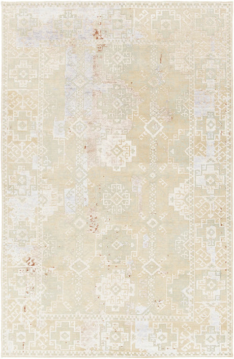 Chandra Vingel VIN-36804 green and grey and brown rug, flat view