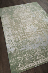 Chandra Vingel VIN-36805 green and grey and beige and cream rug, angled side view