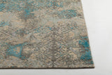Chandra Vingel VIN-36806 Blue and Brown and Beige and Tan and Grey rug, corner detail