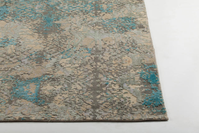 Chandra Vingel VIN-36806 Blue and Brown and Beige and Tan and Grey rug, corner detail