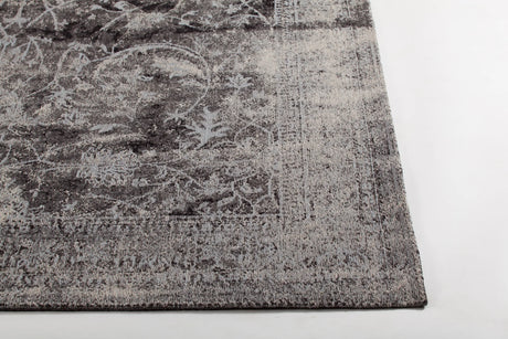 Chandra Willa WIL-46604 Black and Grey and Beige rug, corner detail