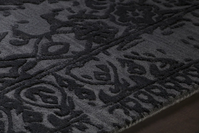Chandra Xia XIA-43700 Black rug, side detail view