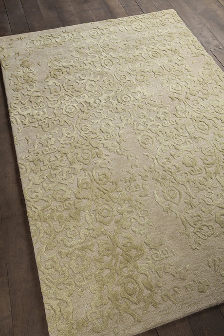 Chandra Xia XIA-43701 ivory and yellow rug, angled side view