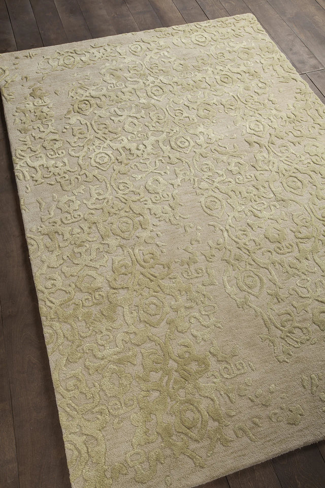 Chandra Xia XIA-43701 ivory and yellow rug, angled side view