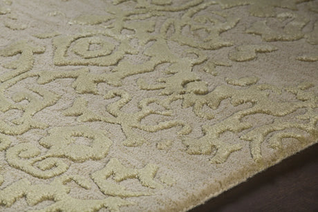 Chandra Xia XIA-43701 ivory and yellow rug, side detail view